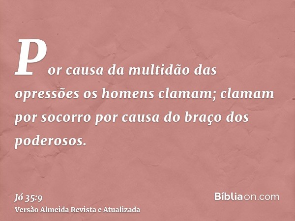 Por causa da multidão das opressões os homens clamam; clamam por socorro por causa do braço dos poderosos.