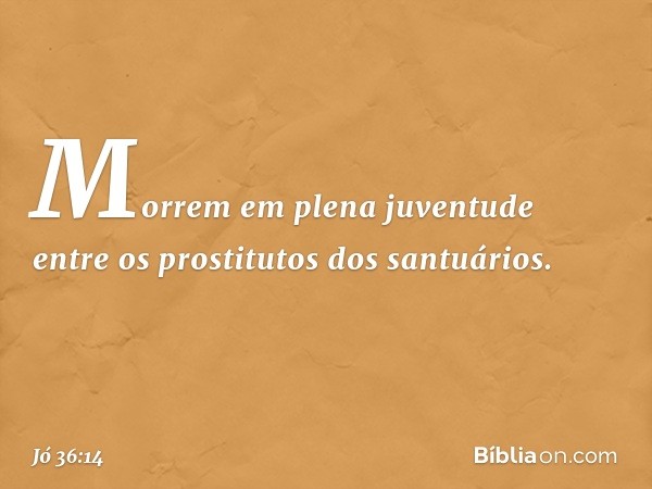 Morrem em plena juventude
entre os prostitutos dos santuários. -- Jó 36:14