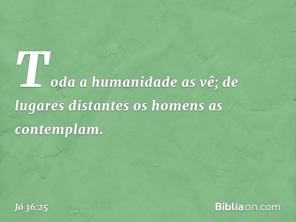 Toda a humanidade as vê;
de lugares distantes
os homens as contemplam. -- Jó 36:25