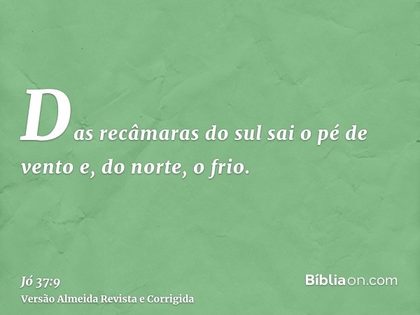 Das recâmaras do sul sai o pé de vento e, do norte, o frio.