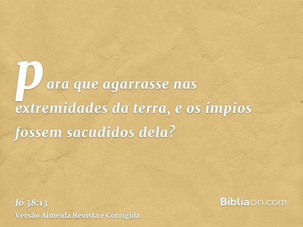 para que agarrasse nas extremidades da terra, e os ímpios fossem sacudidos dela?
