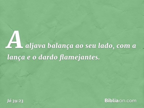 A aljava balança ao seu lado,
com a lança e o dardo flamejantes. -- Jó 39:23