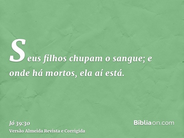 Seus filhos chupam o sangue; e onde há mortos, ela aí está.