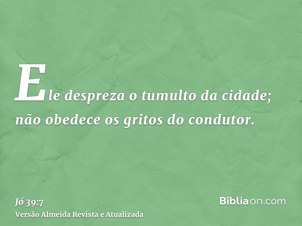 Ele despreza o tumulto da cidade; não obedece os gritos do condutor.