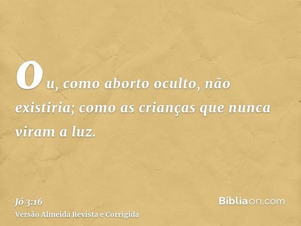 ou, como aborto oculto, não existiria; como as crianças que nunca viram a luz.