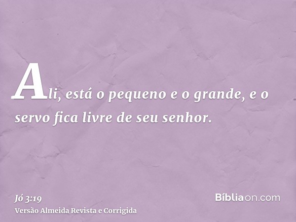 Ali, está o pequeno e o grande, e o servo fica livre de seu senhor.