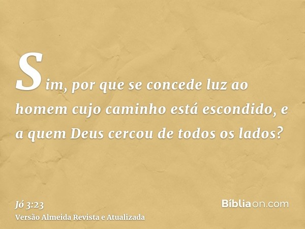 Sim, por que se concede luz ao homem cujo caminho está escondido, e a quem Deus cercou de todos os lados?