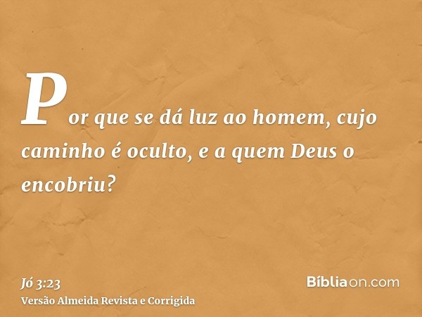 Por que se dá luz ao homem, cujo caminho é oculto, e a quem Deus o encobriu?