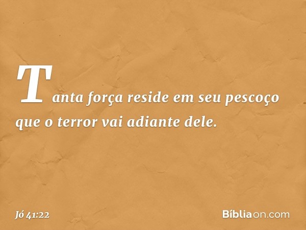 Tanta força reside em seu pescoço
que o terror vai adiante dele. -- Jó 41:22