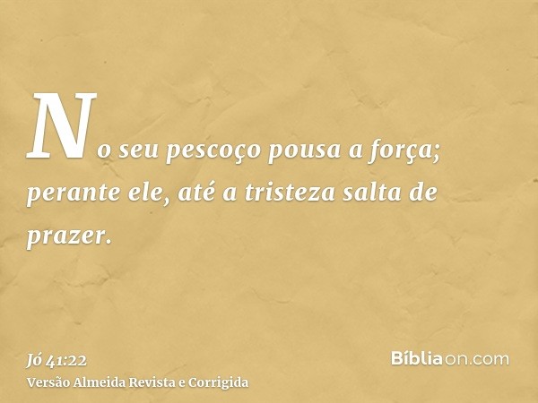 No seu pescoço pousa a força; perante ele, até a tristeza salta de prazer.