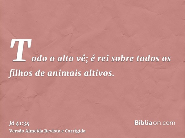 Todo o alto vê; é rei sobre todos os filhos de animais altivos.
