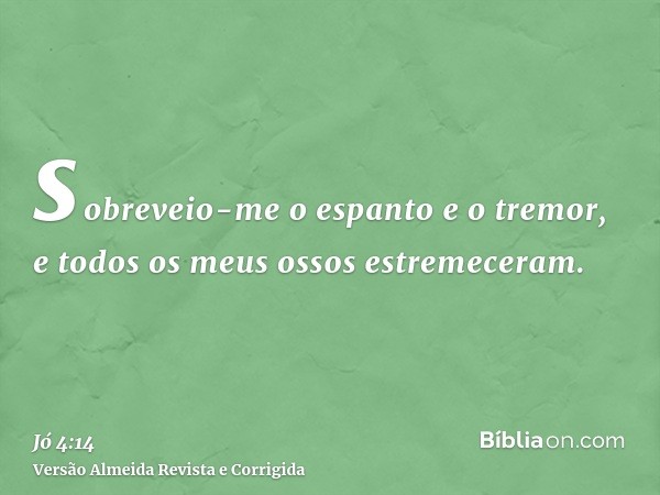 sobreveio-me o espanto e o tremor, e todos os meus ossos estremeceram.
