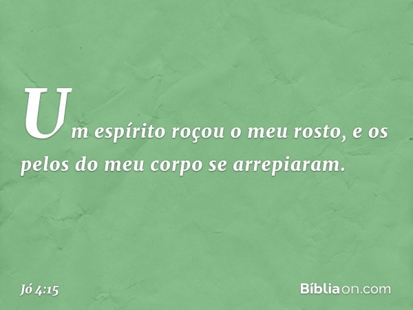 Um espírito roçou o meu rosto,
e os pelos do meu corpo
se arrepiaram. -- Jó 4:15