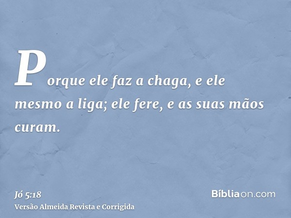 Porque ele faz a chaga, e ele mesmo a liga; ele fere, e as suas mãos curam.