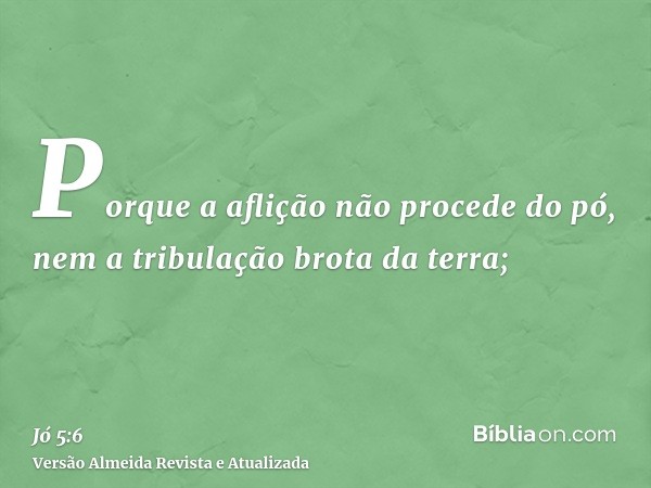 Porque a aflição não procede do pó, nem a tribulação brota da terra;