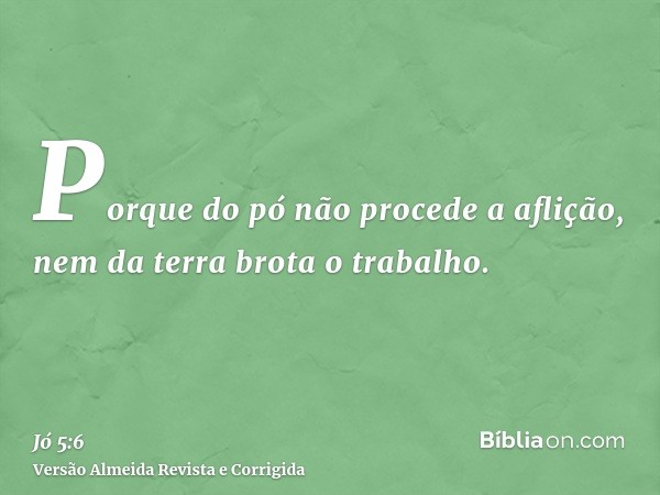 Porque do pó não procede a aflição, nem da terra brota o trabalho.