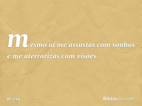 mesmo aí me assustas com sonhos
e me aterrorizas com visões. -- Jó 7:14