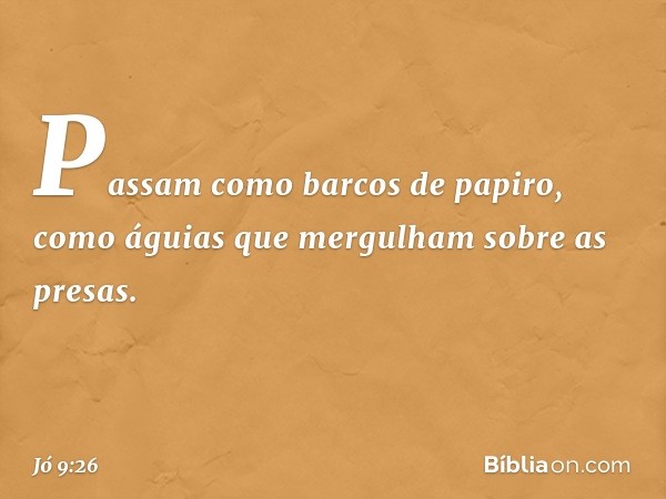 Passam como barcos de papiro,
como águias que mergulham
sobre as presas. -- Jó 9:26