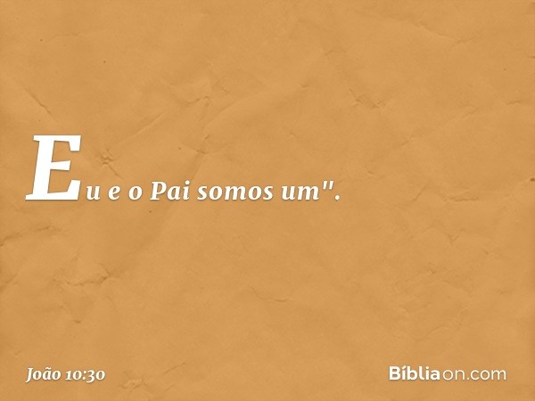 Eu e o Pai somos um". -- João 10:30