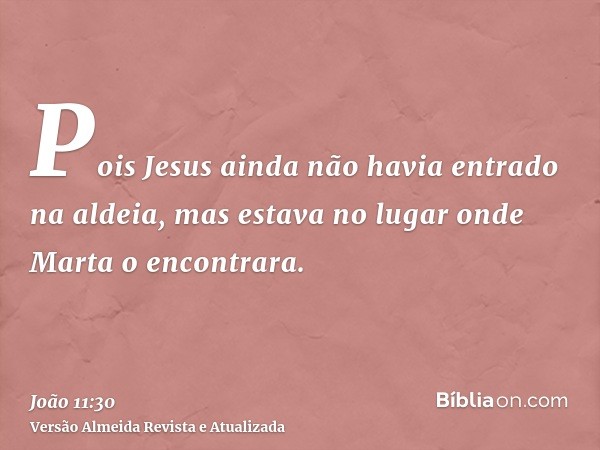 Pois Jesus ainda não havia entrado na aldeia, mas estava no lugar onde Marta o encontrara.