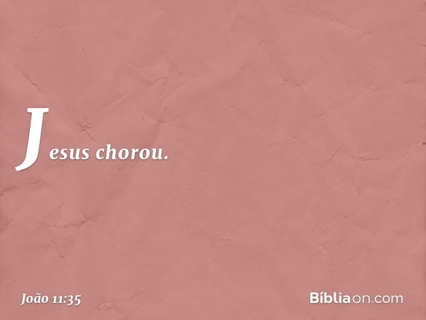 Jesus chorou. -- João 11:35