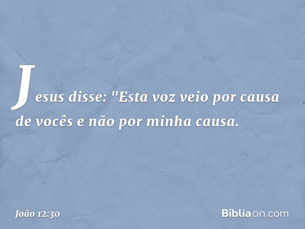 Jesus disse: "Esta voz veio por causa de vocês e não por minha causa. -- João 12:30