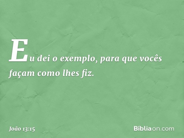 Eu dei o exemplo, para que vocês façam como lhes fiz. -- João 13:15