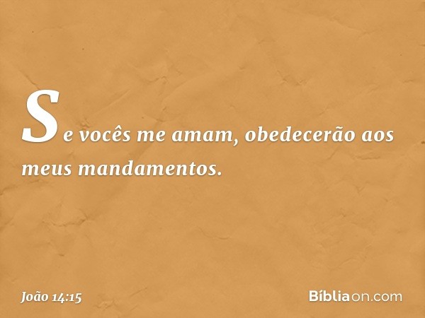 "Se vocês me amam, obedecerão aos meus mandamentos. -- João 14:15