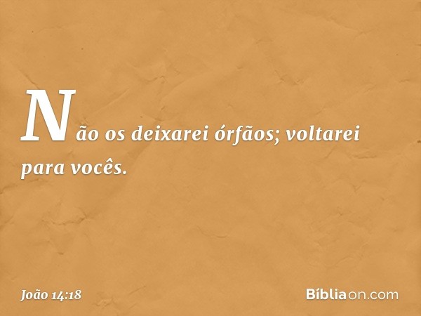 Não os deixarei órfãos; voltarei para vocês. -- João 14:18