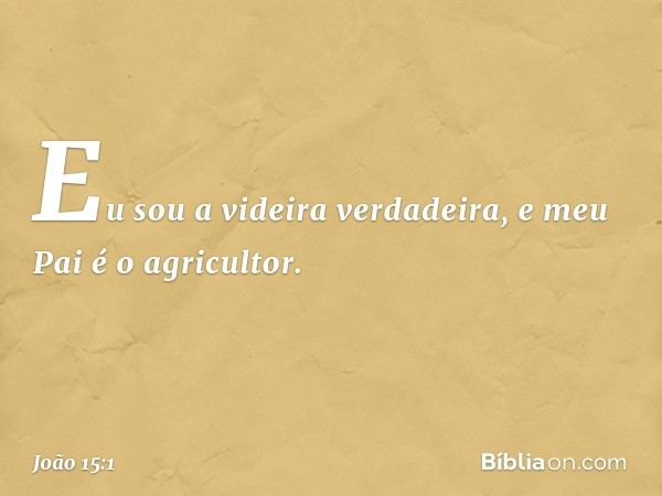 "Eu sou a videira verdadeira, e meu Pai é o agricultor. -- João 15:1