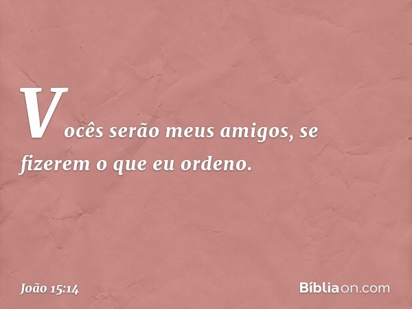 Vocês serão meus amigos, se fizerem o que eu ordeno. -- João 15:14