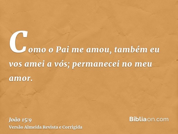 Como o Pai me amou, também eu vos amei a vós; permanecei no meu amor.