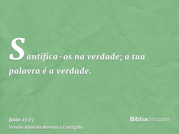 Santifica-os na verdade; a tua palavra é a verdade.