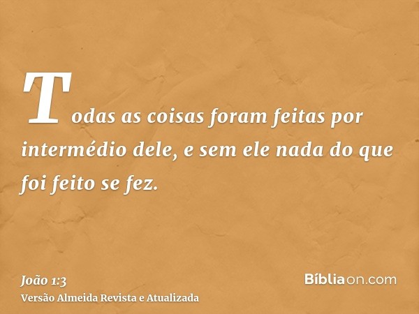 Todas as coisas foram feitas por intermédio dele, e sem ele nada do que foi feito se fez.