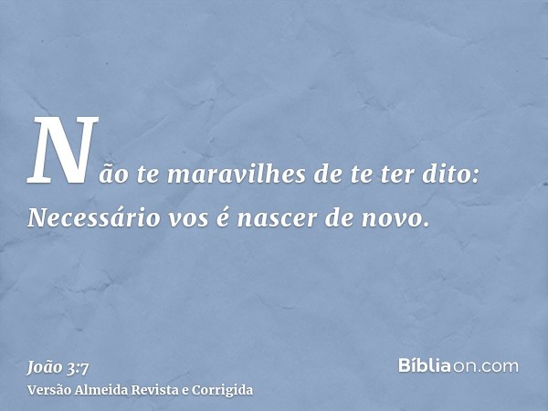 Não te maravilhes de te ter dito: Necessário vos é nascer de novo.