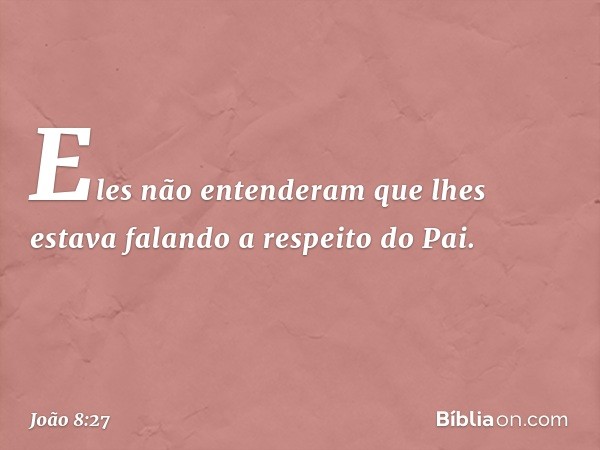 Eles não entenderam que lhes estava falando a respeito do Pai. -- João 8:27