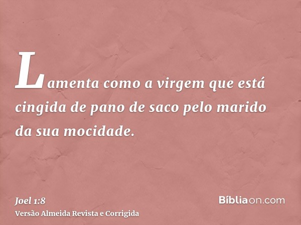 Lamenta como a virgem que está cingida de pano de saco pelo marido da sua mocidade.