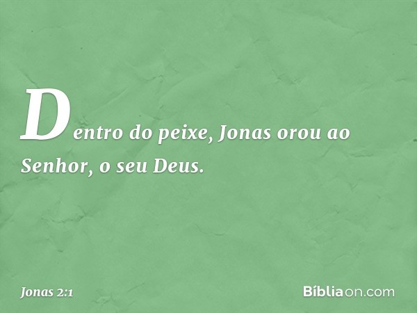 Dentro do peixe, Jonas orou ao Senhor, o seu Deus. -- Jonas 2:1