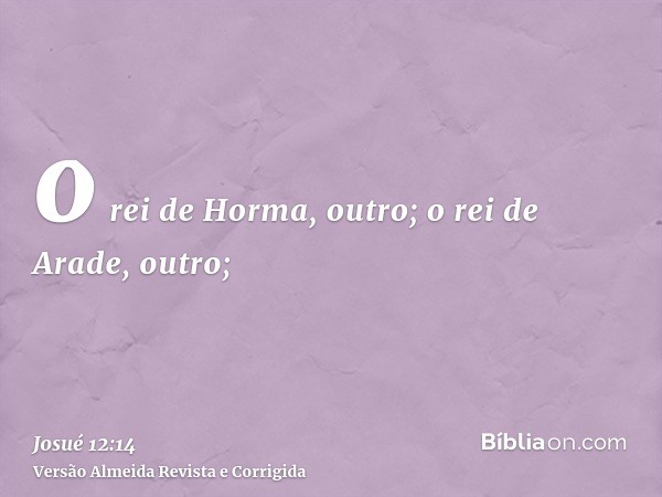 o rei de Horma, outro; o rei de Arade, outro;
