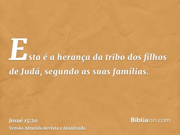 Esta é a herança da tribo dos filhos de Judá, segundo as suas famílias.