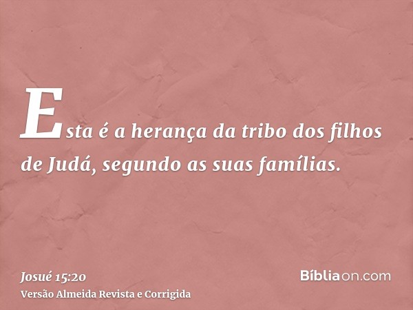 Esta é a herança da tribo dos filhos de Judá, segundo as suas famílias.
