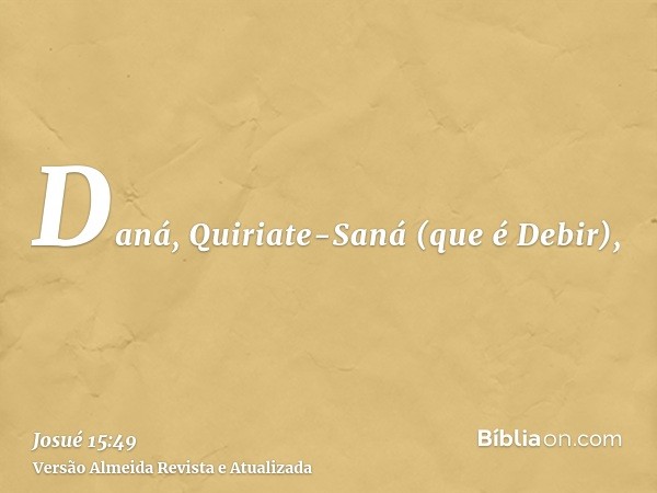 Daná, Quiriate-Saná (que é Debir),