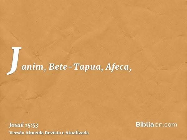 Janim, Bete-Tapua, Afeca,