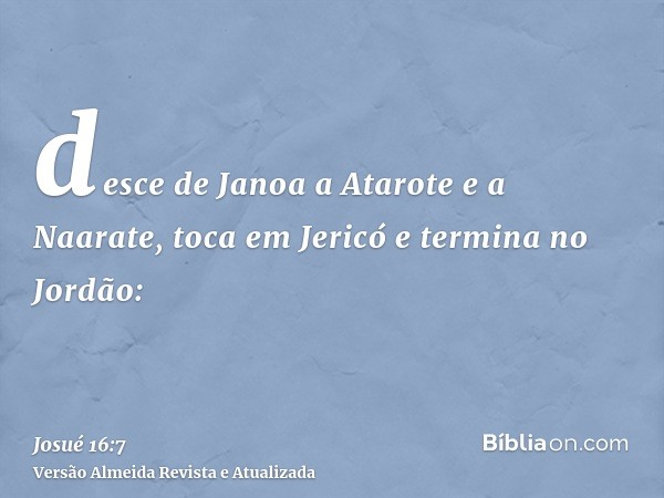 desce de Janoa a Atarote e a Naarate, toca em Jericó e termina no Jordão: