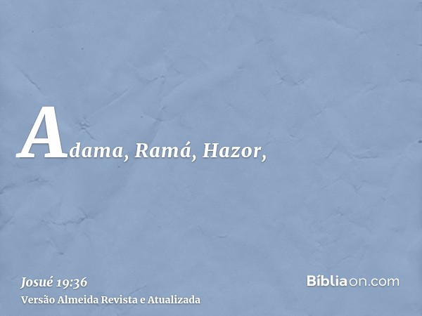 Adama, Ramá, Hazor,