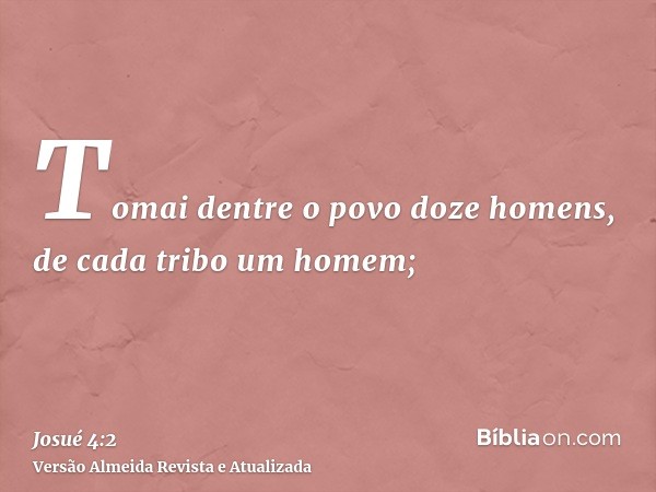 Tomai dentre o povo doze homens, de cada tribo um homem;