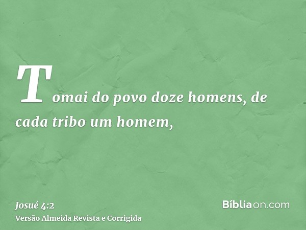 Tomai do povo doze homens, de cada tribo um homem,