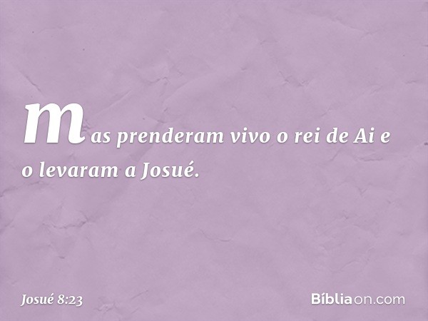 mas prenderam vivo o rei de Ai e o levaram a Josué. -- Josué 8:23