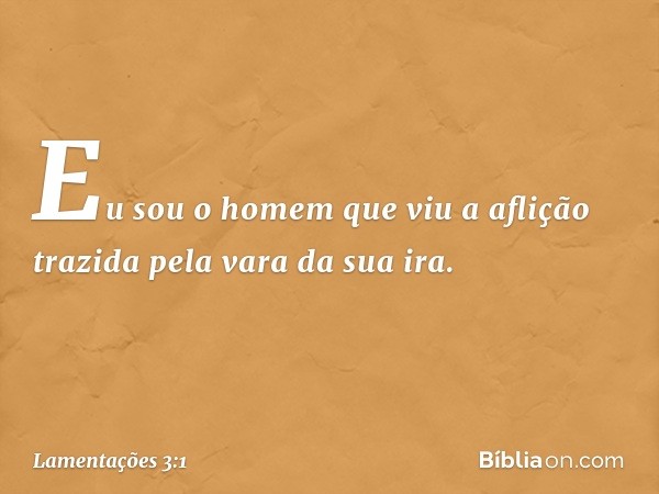 Eu sou o homem que viu a aflição
trazida pela vara da sua ira. -- Lamentações 3:1