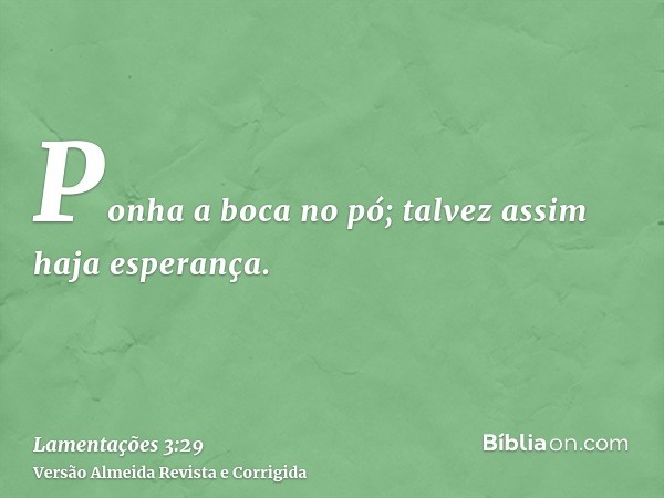 Ponha a boca no pó; talvez assim haja esperança.